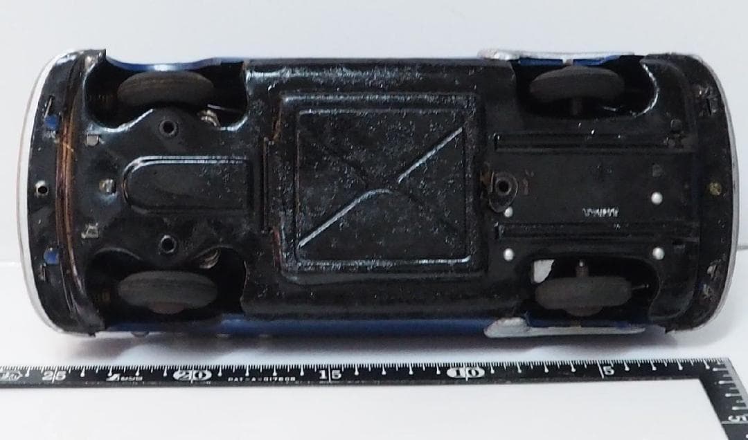 当時物【スーパービュイック青リペイント電動走行 動作不良】ブリキ自動車TIN箱無