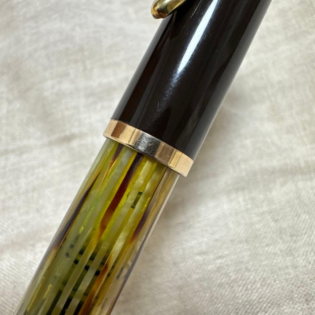 【美品】ペリカン万年筆　#400 茶縞　14K -585 M