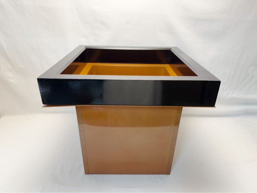 未使用 茶道具 炉壇 利休炉壇 銅版 上 炉蓋付 黒塗炉縁 3点セット 紙箱