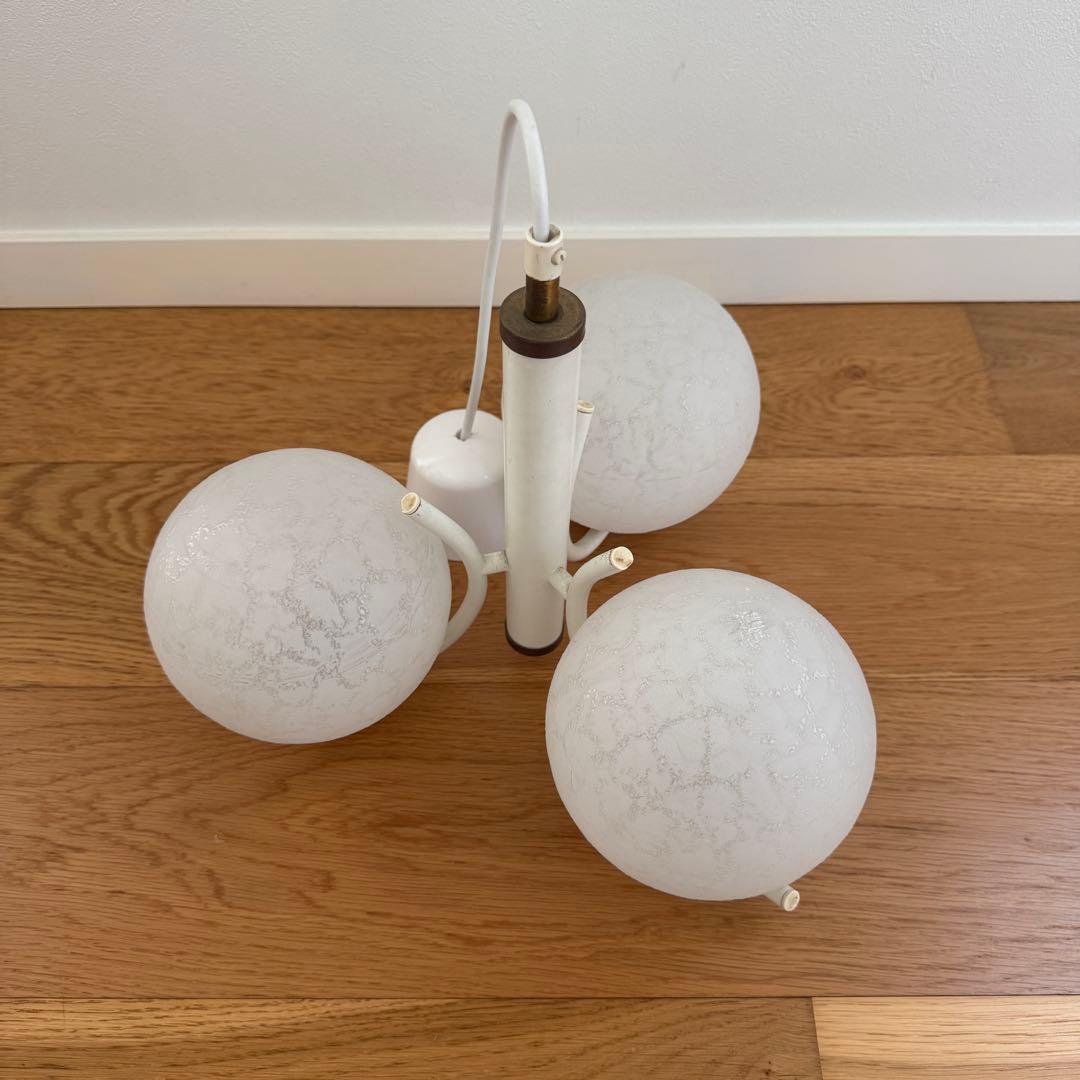 【KRN】ヴィンテージ ガラスシャンデリア 3灯