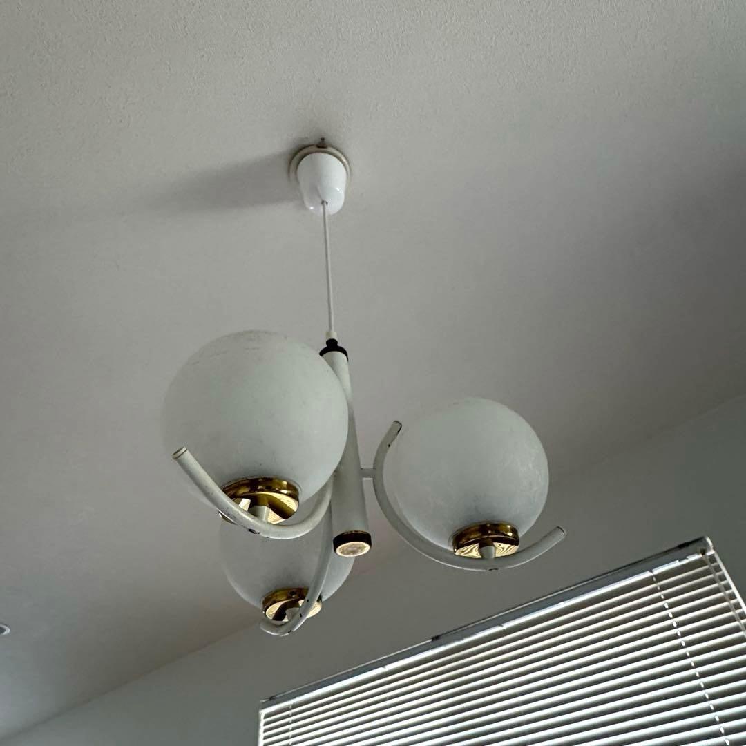 【KRN】ヴィンテージ ガラスシャンデリア 3灯