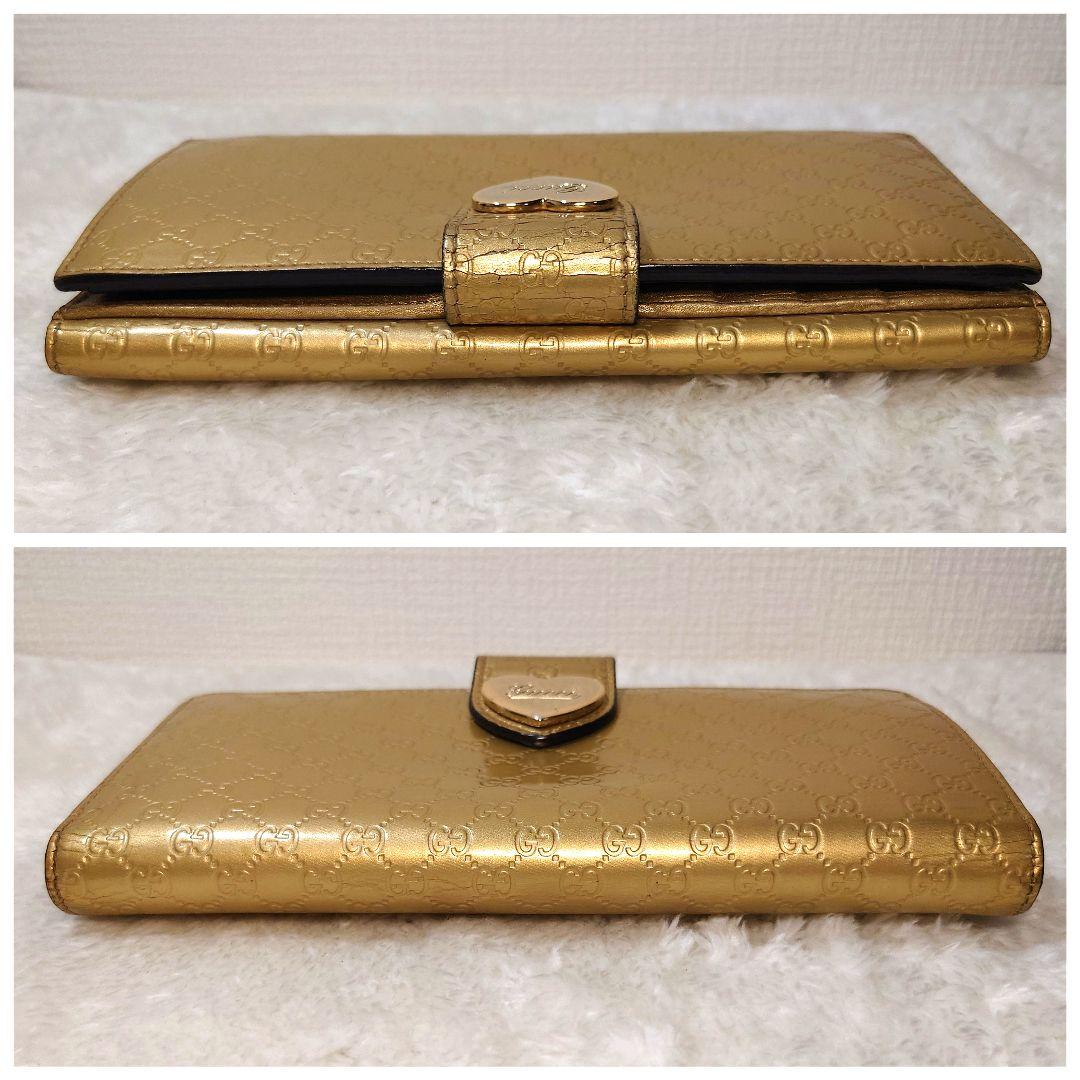 GUCCI グッチ ゴールド 二つ折り 長財布 ハート コンチネンタル GGシマ