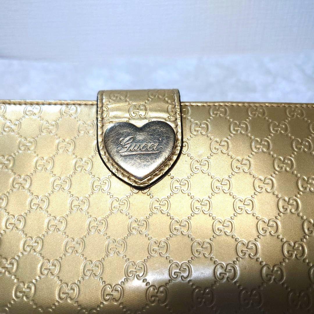 GUCCI グッチ ゴールド 二つ折り 長財布 ハート コンチネンタル GGシマ