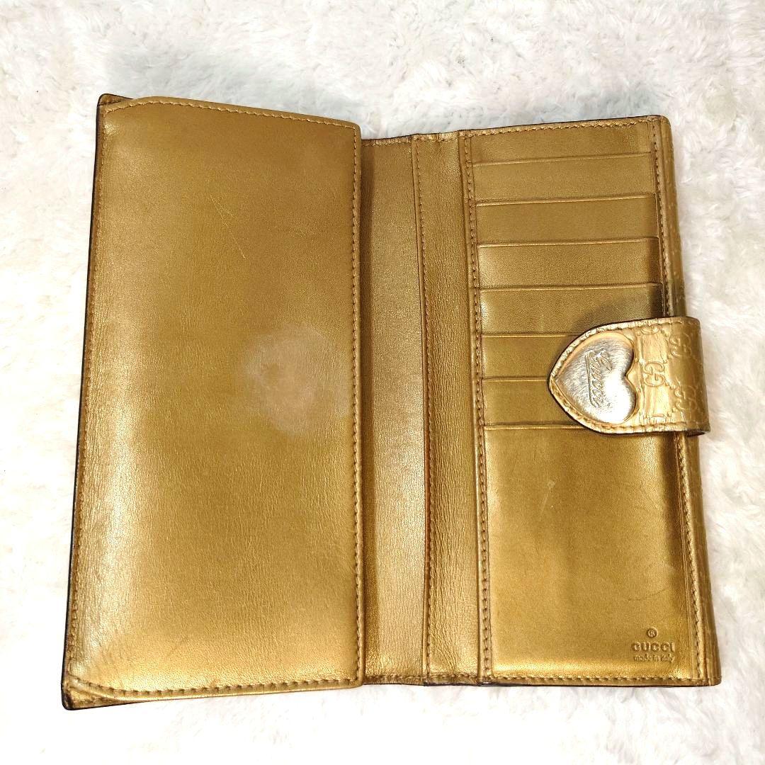 GUCCI グッチ ゴールド 二つ折り 長財布 ハート コンチネンタル GGシマ
