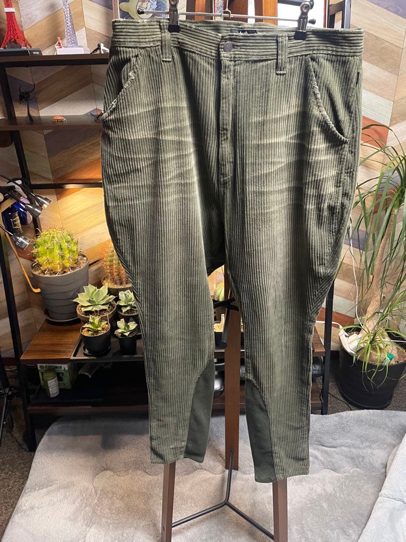 オリーブグリーン ストライプ サルエルパンツ