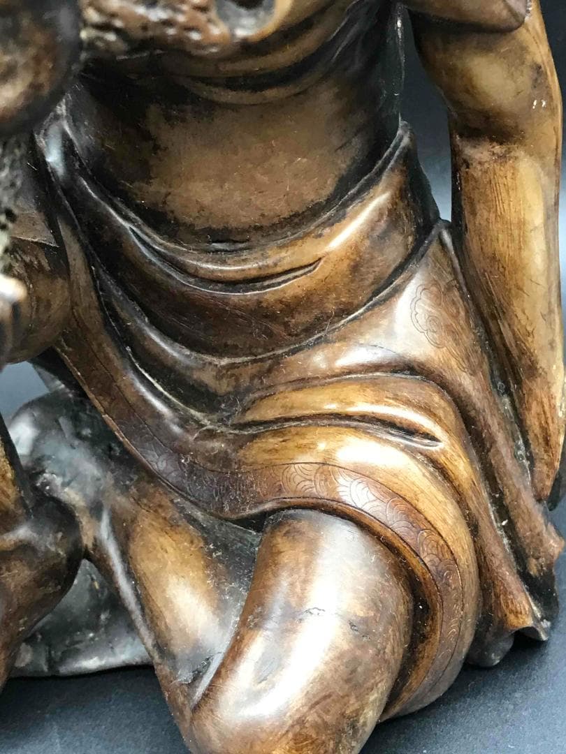 旧家蔵出し中国骨董　明時代　寿山石彫　達磨　雪山大士　時代物(C-12)