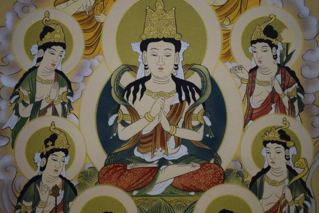 真作/寺山有慶/真言十三佛図/桐共箱付/布袋屋掛軸HH-176