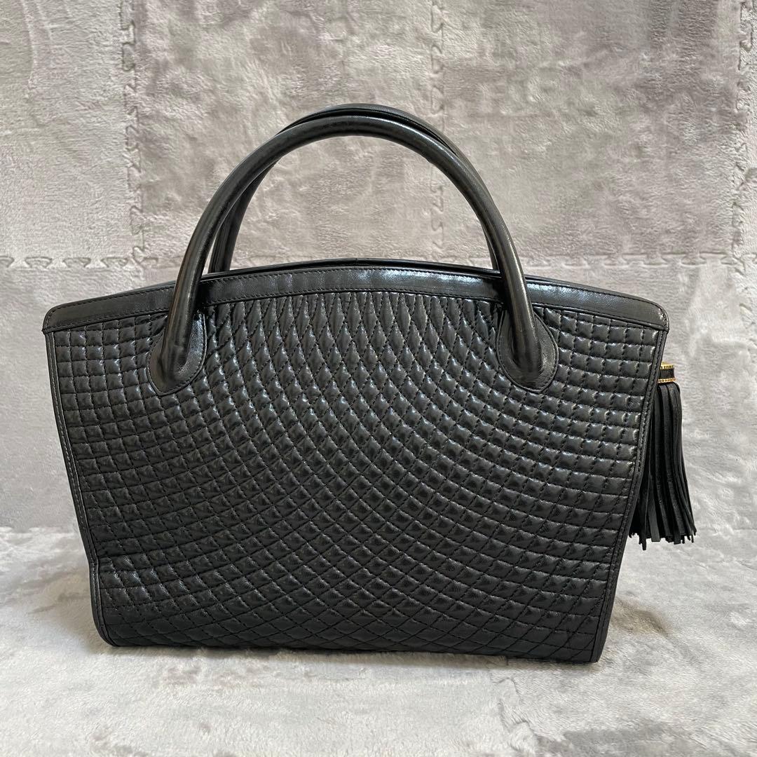【極美品】BALLY バリー ハンドバッグ キルティング タッセル ロゴ金具 黒