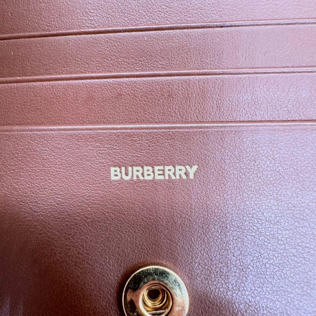 【美品】バーバリー 二つ折り財布 ブラウン TB 総柄 モノグラム