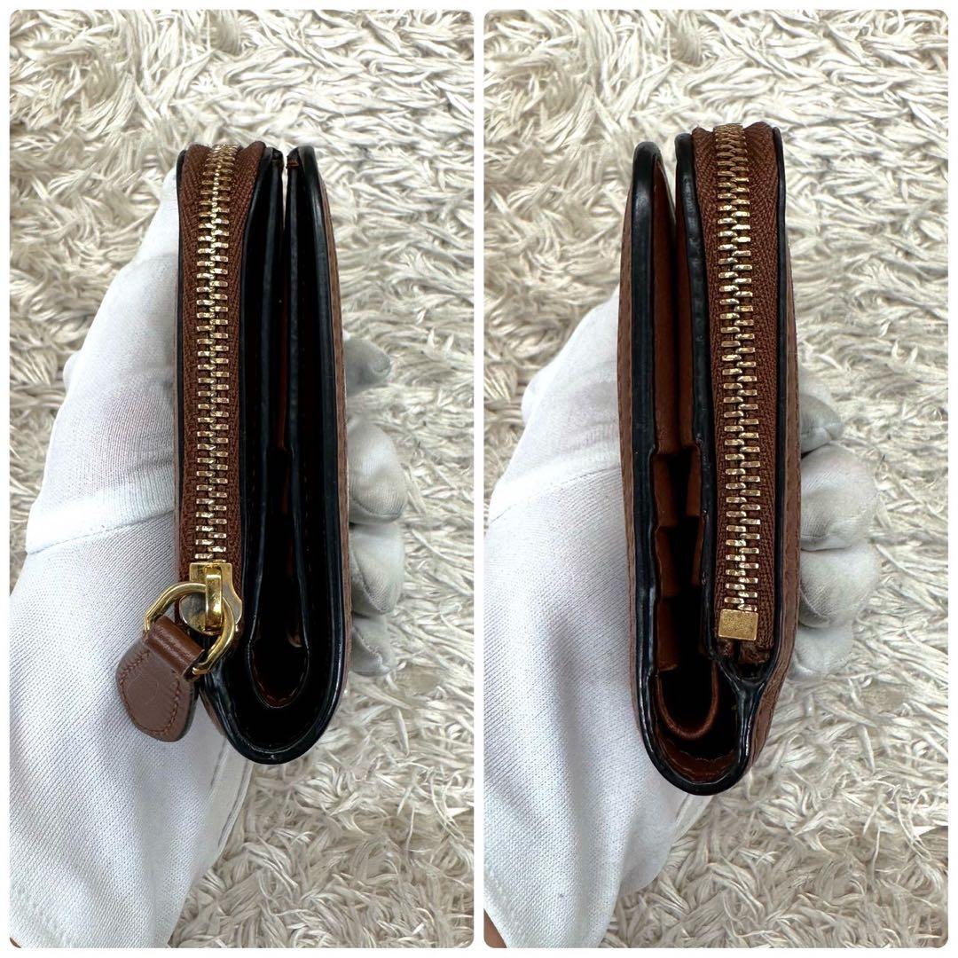 【美品】バーバリー 二つ折り財布 ブラウン TB 総柄 モノグラム