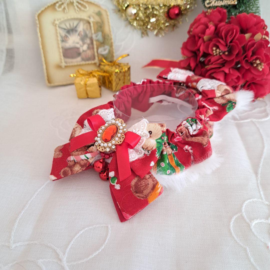 クリスマス短毛ファーシュシュ(赤くまさん)わんちゃん猫ちゃん用