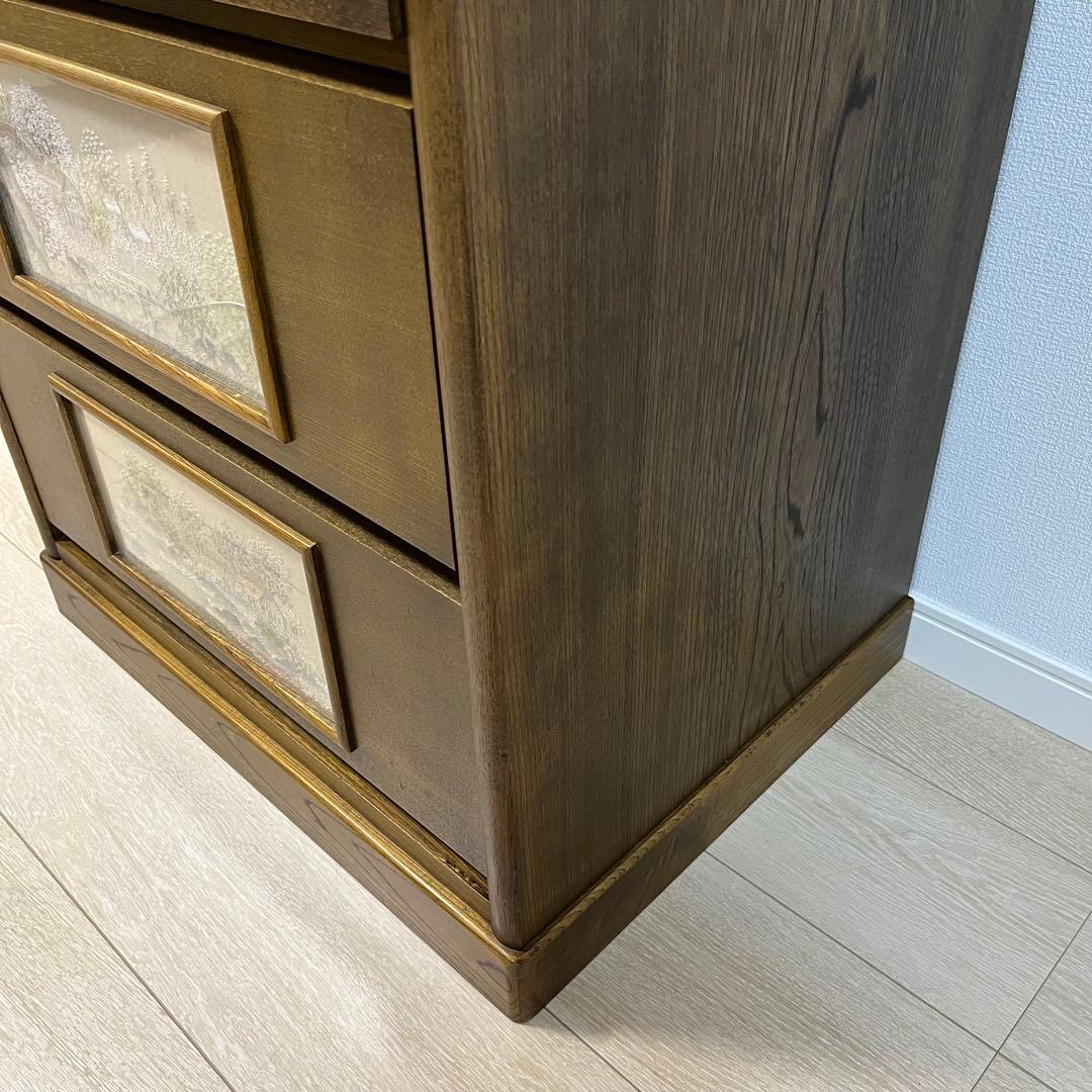 (こ50)戸塚刺繍 風景画 木製多段チェスト 洋箪笥