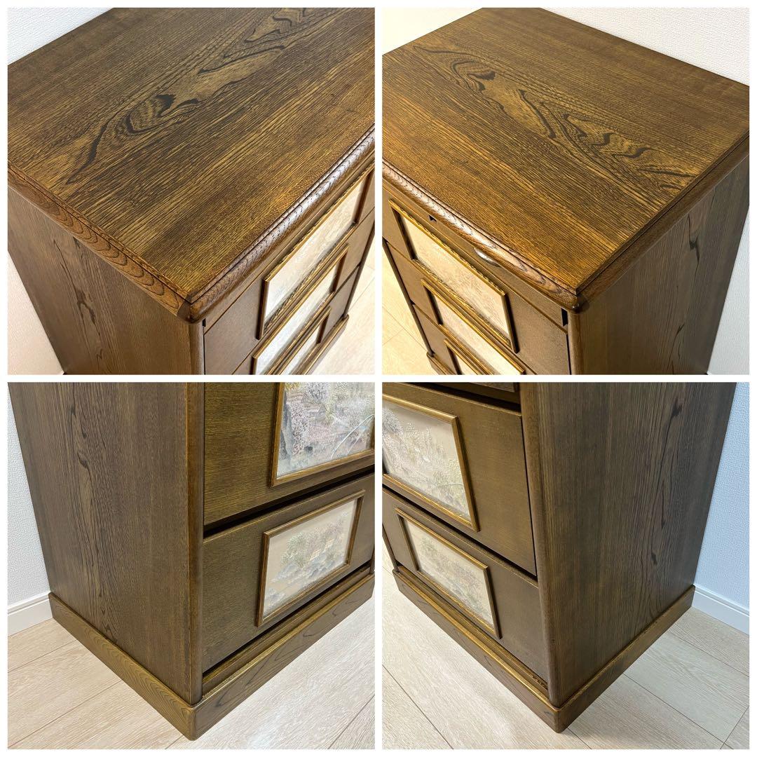 (こ50)戸塚刺繍 風景画 木製多段チェスト 洋箪笥