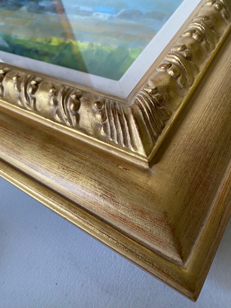 風景画　油絵　絵画　ゴールド装飾油彩額縁　額縁