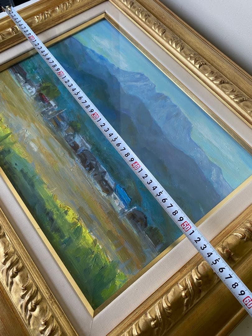風景画　油絵　絵画　ゴールド装飾油彩額縁　額縁