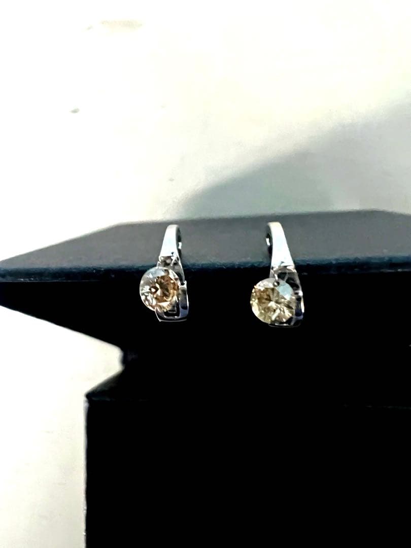 ピアリング　PT950 ブラウンダイヤモンド　約0.40ct GSTV