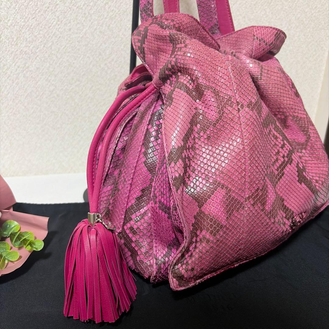 超希少 LOEWE VINTAGE PINK Python フラメンコ バッグ