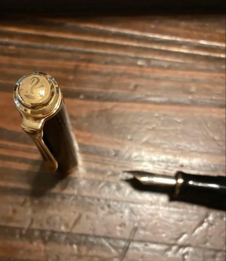 ペリカン スーべレーン　緑縞　M405 EF　インク付　美品