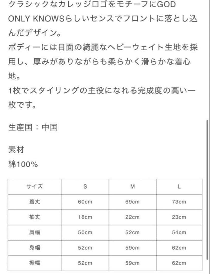 GOD ONLY KNOWS Tシャツ 【Sサイズ】