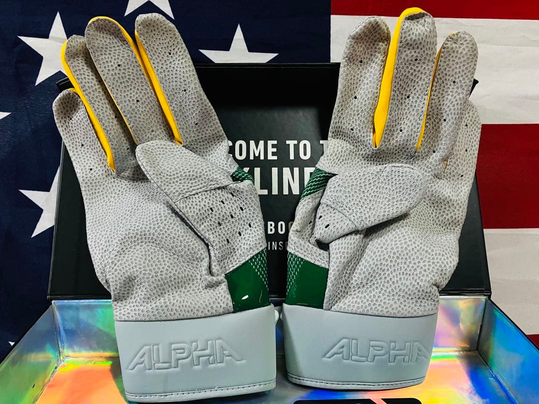 NIKE Alpha Elite グレー グリーン イエロー Mサイズ バッテ