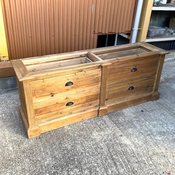 ビンテージ　ガラスキャビネット　大型カップボード　ブックケース　古材