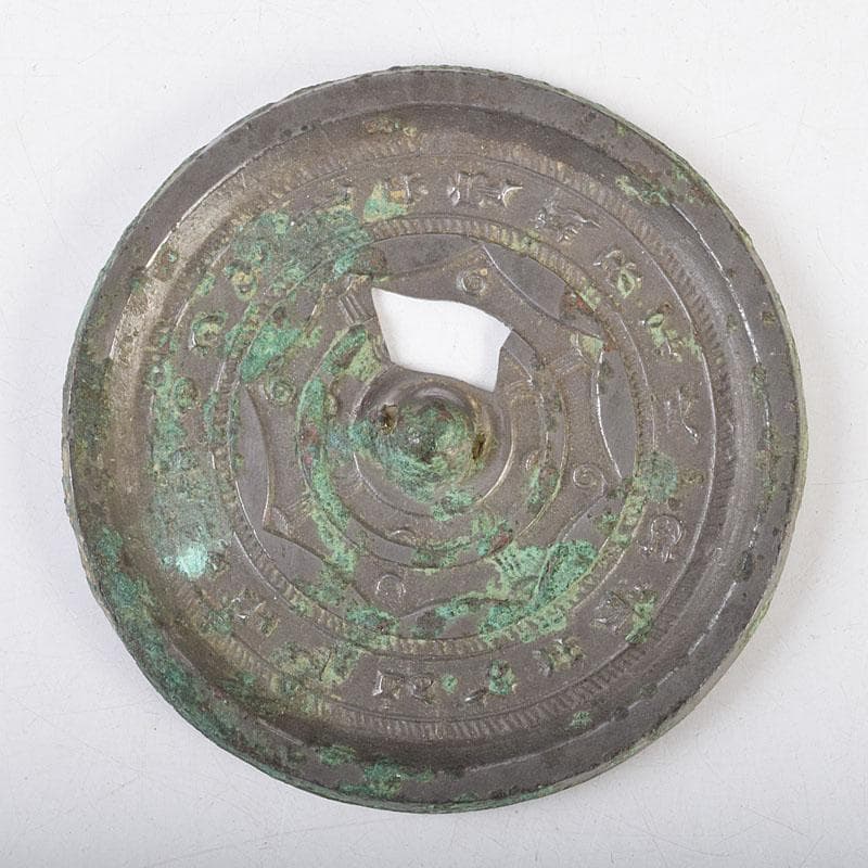 中国　古銅青銅　銅鏡　古鏡　紙鎮　文鎮　時代箱　M　R9330