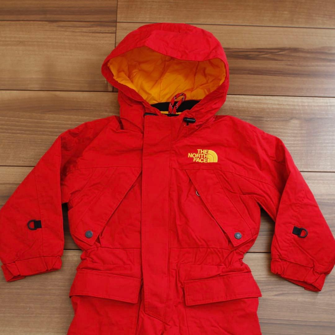 美品 ノースフェイス スキーウェア キッズ 90cm 赤 ジャンプスーツ ツナギ