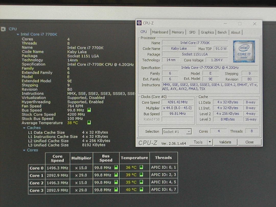 4コア8スレッド　Core i7 7700K　LGA1151