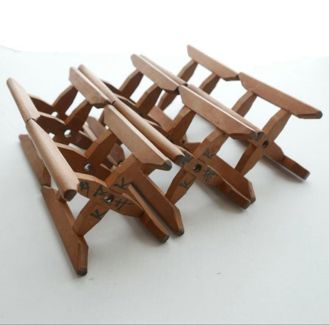 木製糸巻き☆6個セット☆釘なし☆無垢材☆ヴィンテージ☆古民具☆機織りの木枠