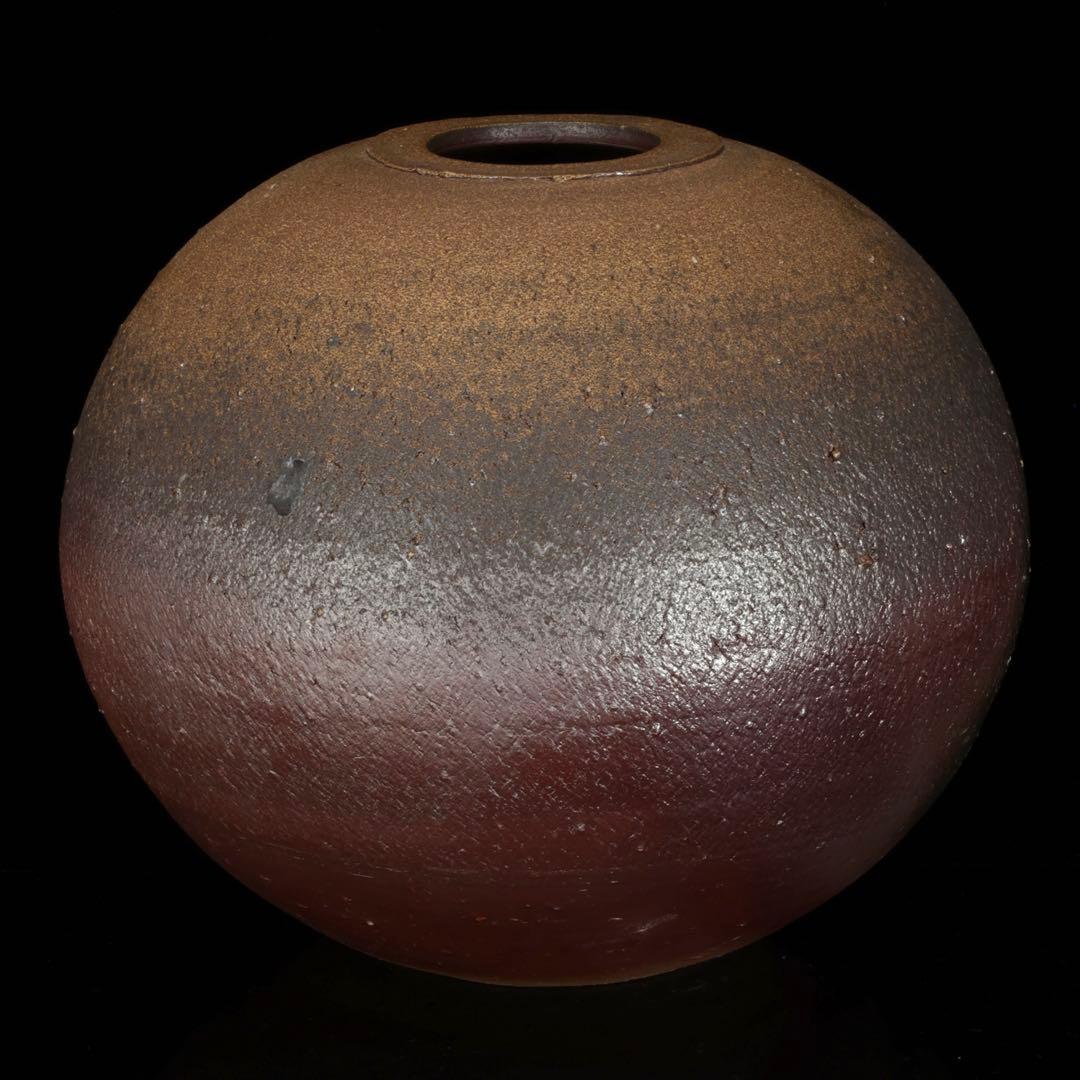 松井興之 備前焼 特大飾壺 在銘 栞 共箱付 花瓶 花器 花入 古美術 骨董品