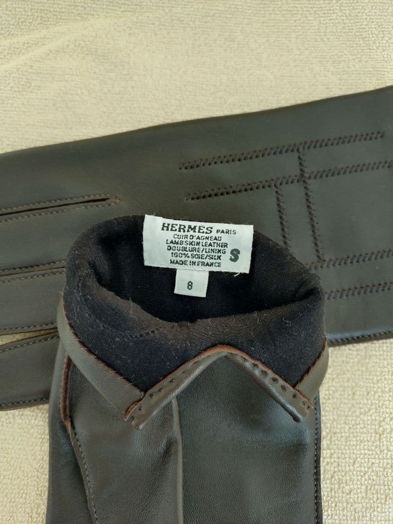 【新品・未使用】HERMES ラムスキン　ブラウン　グローブ サイズ8