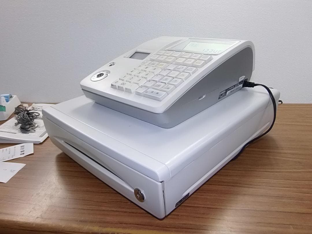 ケーブル付28店名領収書設定無料カシオTE-400インボイスレジスターSDカード