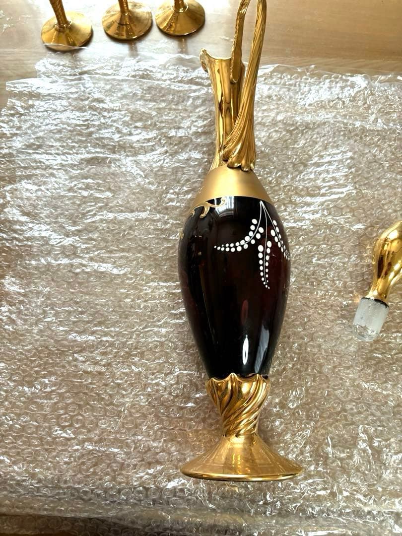 未使用ビンテージ❣️イタリア ベネチアングラス ムラーノ デキャンタ＆グラス