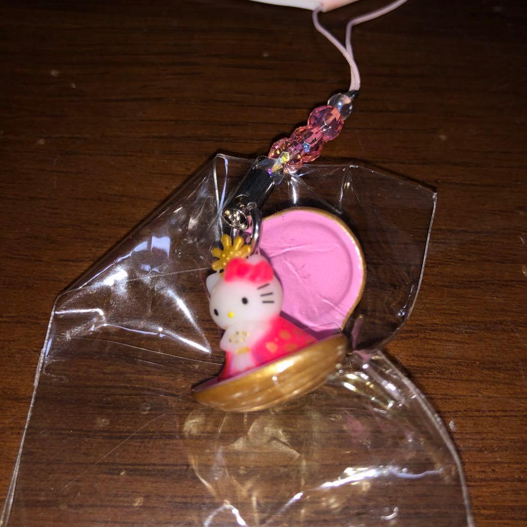 ハローキティ　ひな祭り　限定　根付けストラップ　貝ビーズ根付け