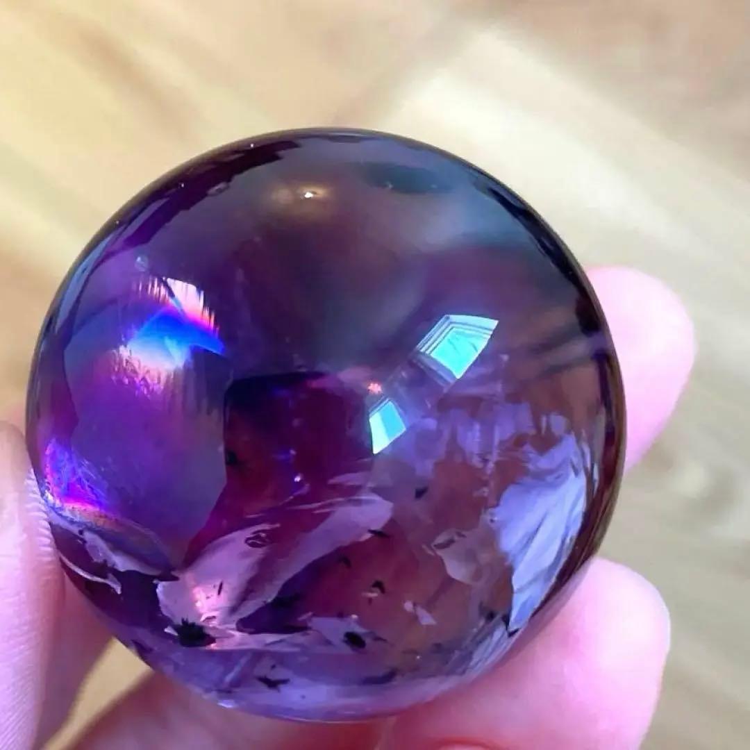 アメシスト　スフィア　高品質　3.4 虹　ファントム　ホーランダイト　アメジスト