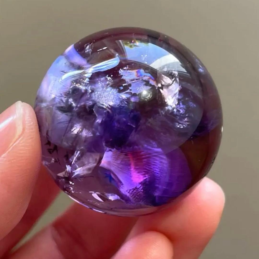 アメシスト　スフィア　高品質　3.4 虹　ファントム　ホーランダイト　アメジスト