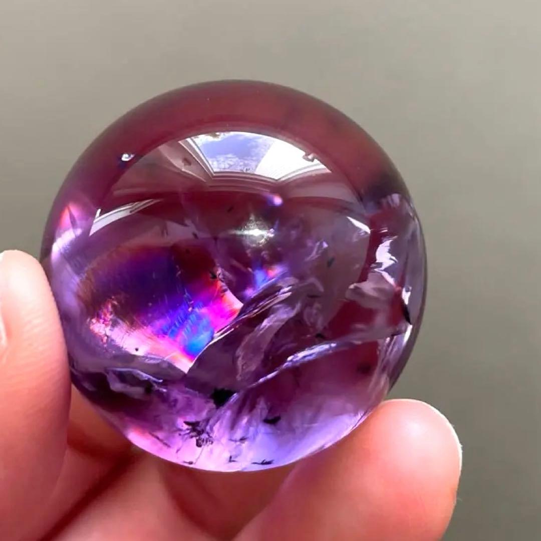 アメシスト　スフィア　高品質　3.4 虹　ファントム　ホーランダイト　アメジスト