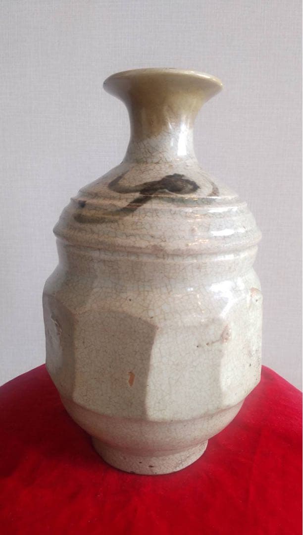 李朝白磁鉄絵面取徳利