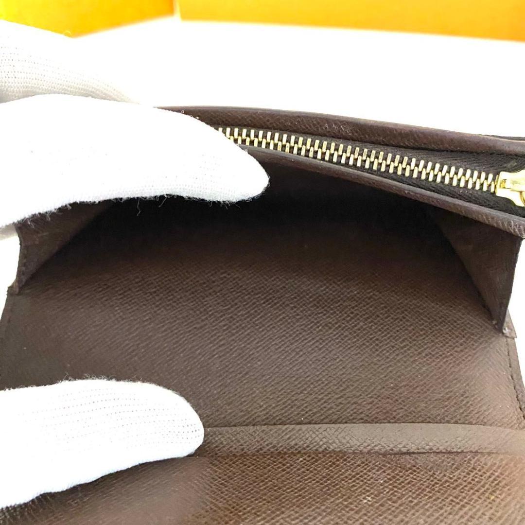 ルイ ヴィトン◎トレゾール ダミエ エベヌ 二つ折り L字ファスナー ブラウン