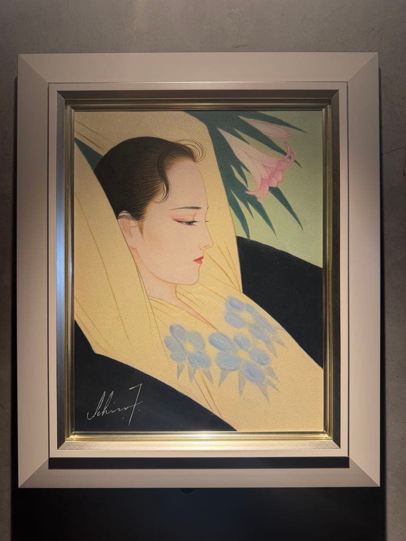 鶴田一郎【リリー】肉筆油彩画