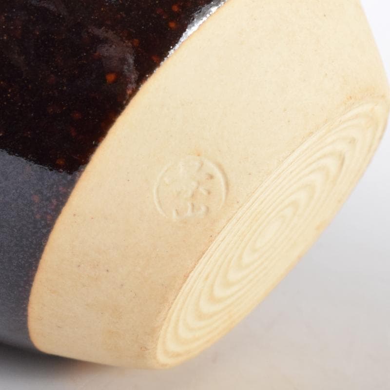 茶道具　高取焼　清水茂生造　文琳茶入　仕覆付　共箱　V　7006