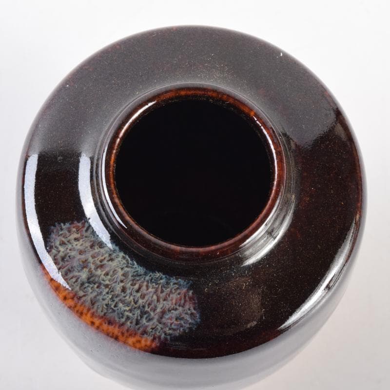 茶道具　高取焼　清水茂生造　文琳茶入　仕覆付　共箱　V　7006