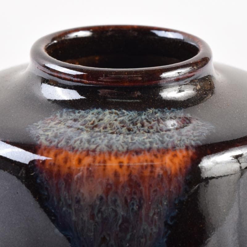 茶道具　高取焼　清水茂生造　文琳茶入　仕覆付　共箱　V　7006