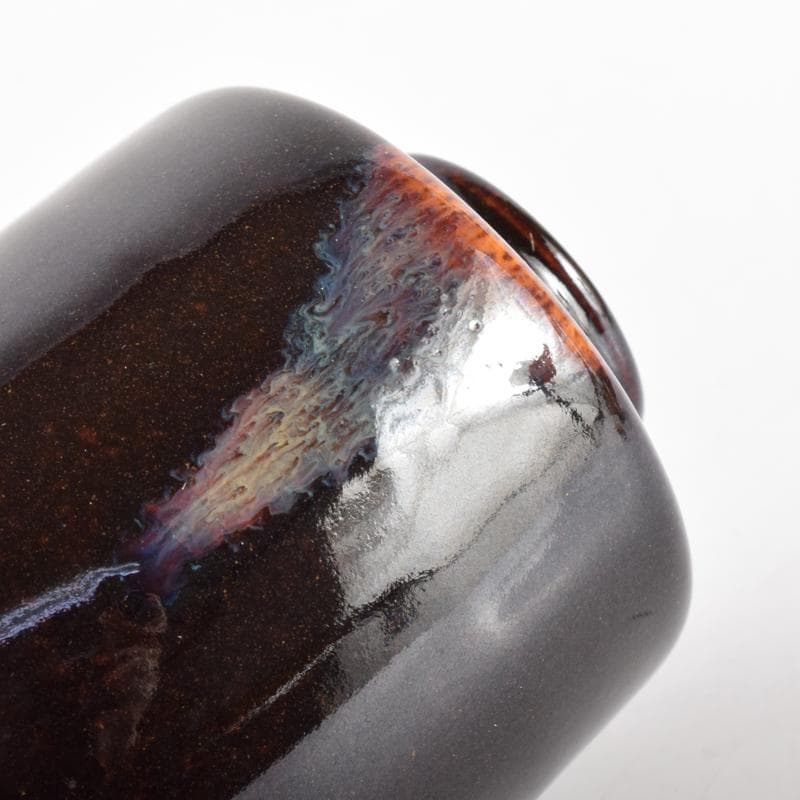 茶道具　高取焼　清水茂生造　文琳茶入　仕覆付　共箱　V　7006