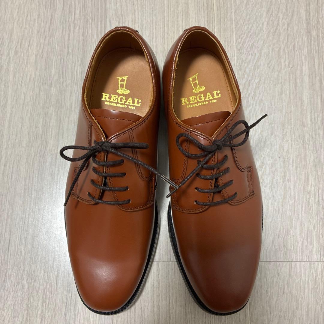 【新品】REGALメンズ ビジネスシューズ プレーントゥ ブラウン 24.5cm