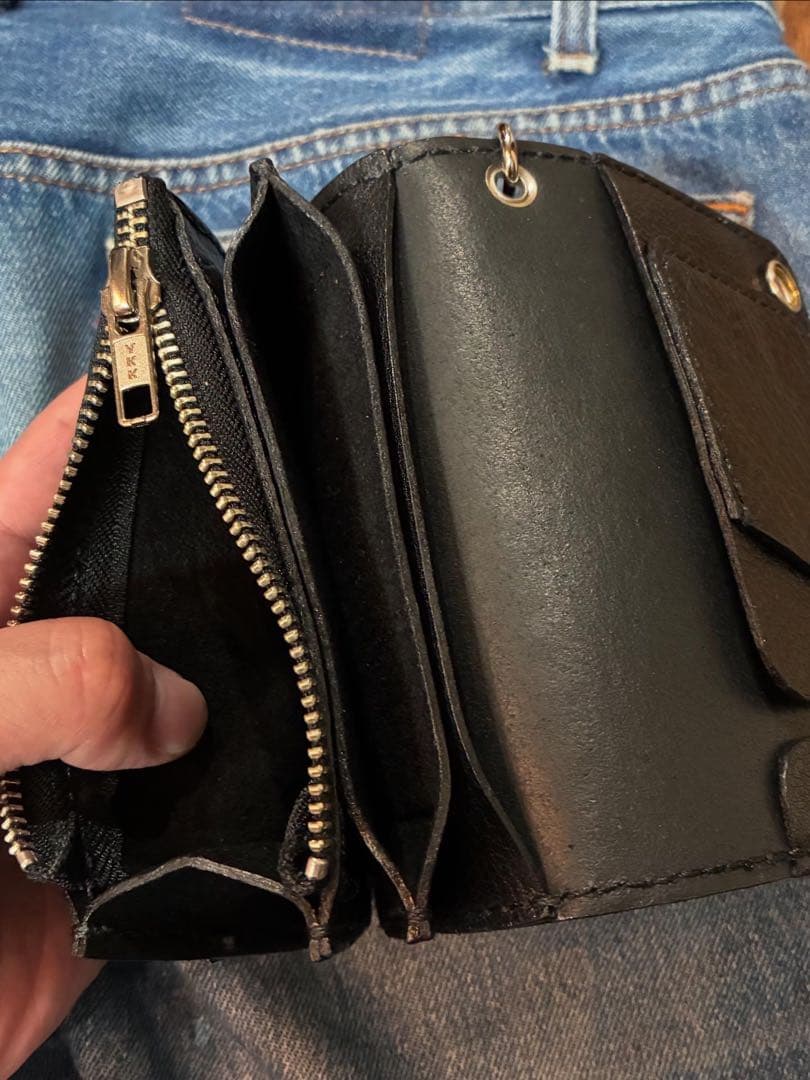 トラッカーウォレット　ミドルサイズ　シルバー925クロスボールコンチョ