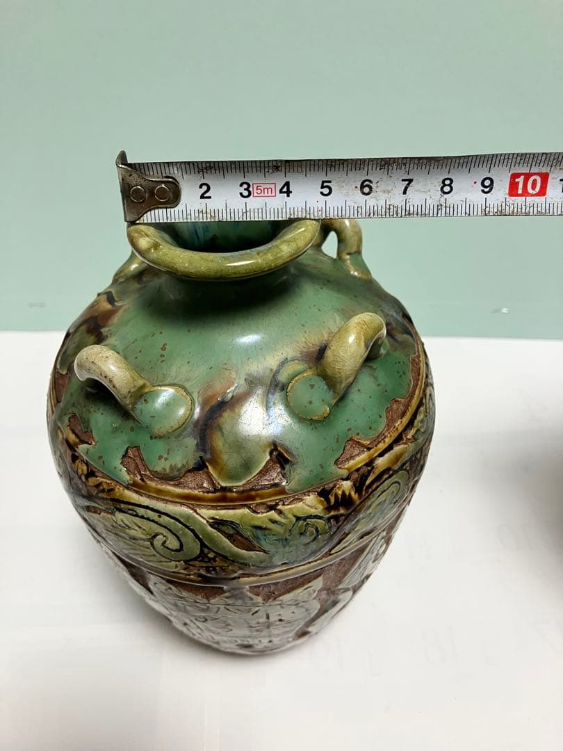 琉球　沖縄　壺屋焼【故】島袋常明作　エジプト紋壺　ヤチムン　やちむん　希少　レア