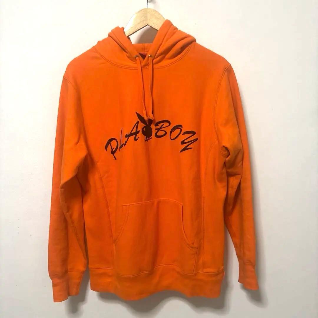 supreme PLAYBOY オレンジ フード付きパーカー