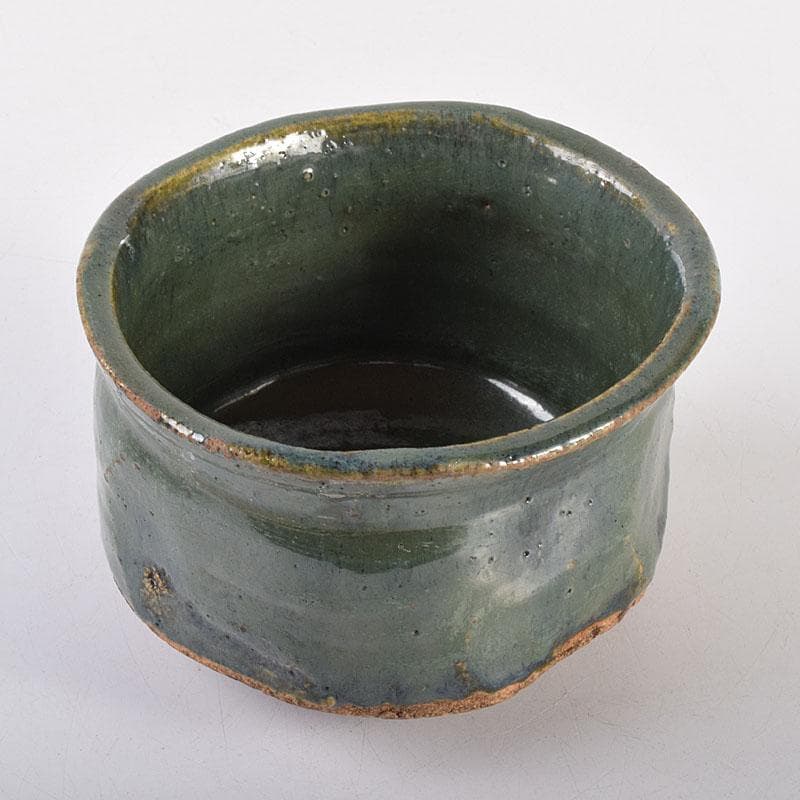 茶道具　織部焼　青織部茶碗　時代箱　V　R7870