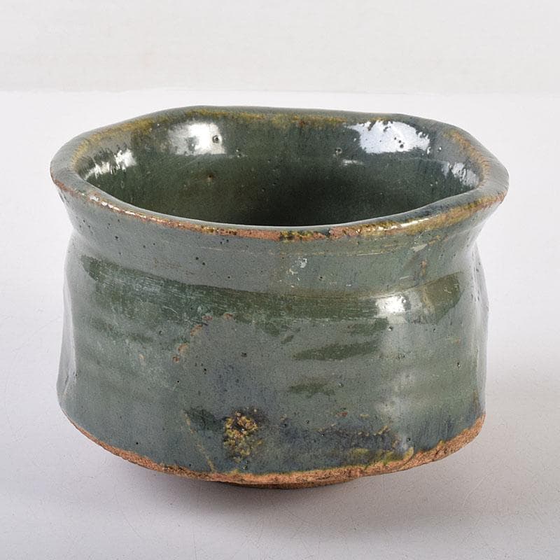 茶道具　織部焼　青織部茶碗　時代箱　V　R7870